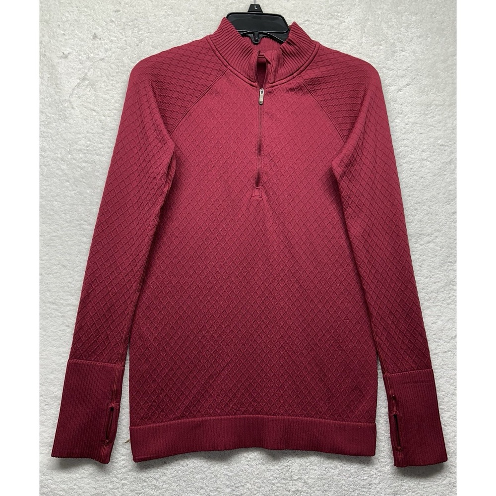Lululemon Womens Size 6? Red Long Sleeve Rest Less 1/2 Zip Top (J2)